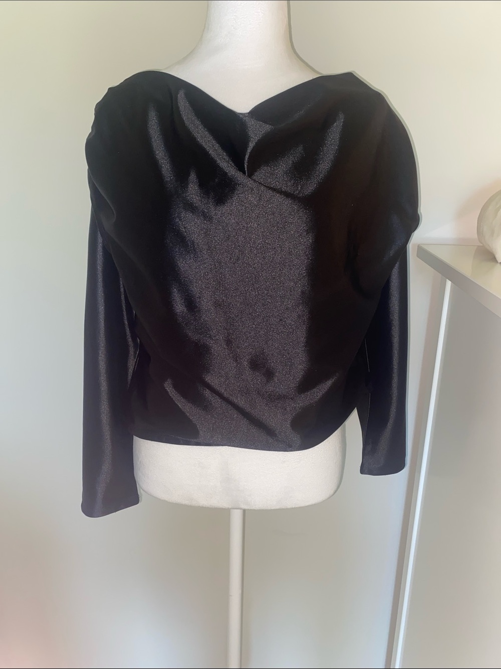 Express Black Satin Cowl-Neck Blouse
